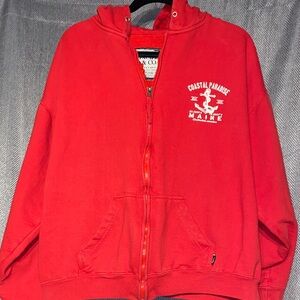Coastal Paradise Red Zip-Up Hoodie